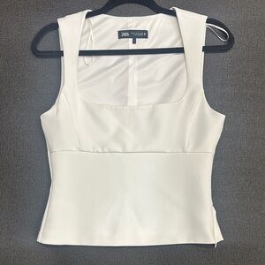 Zara Women's Elegant Cream Tank Top